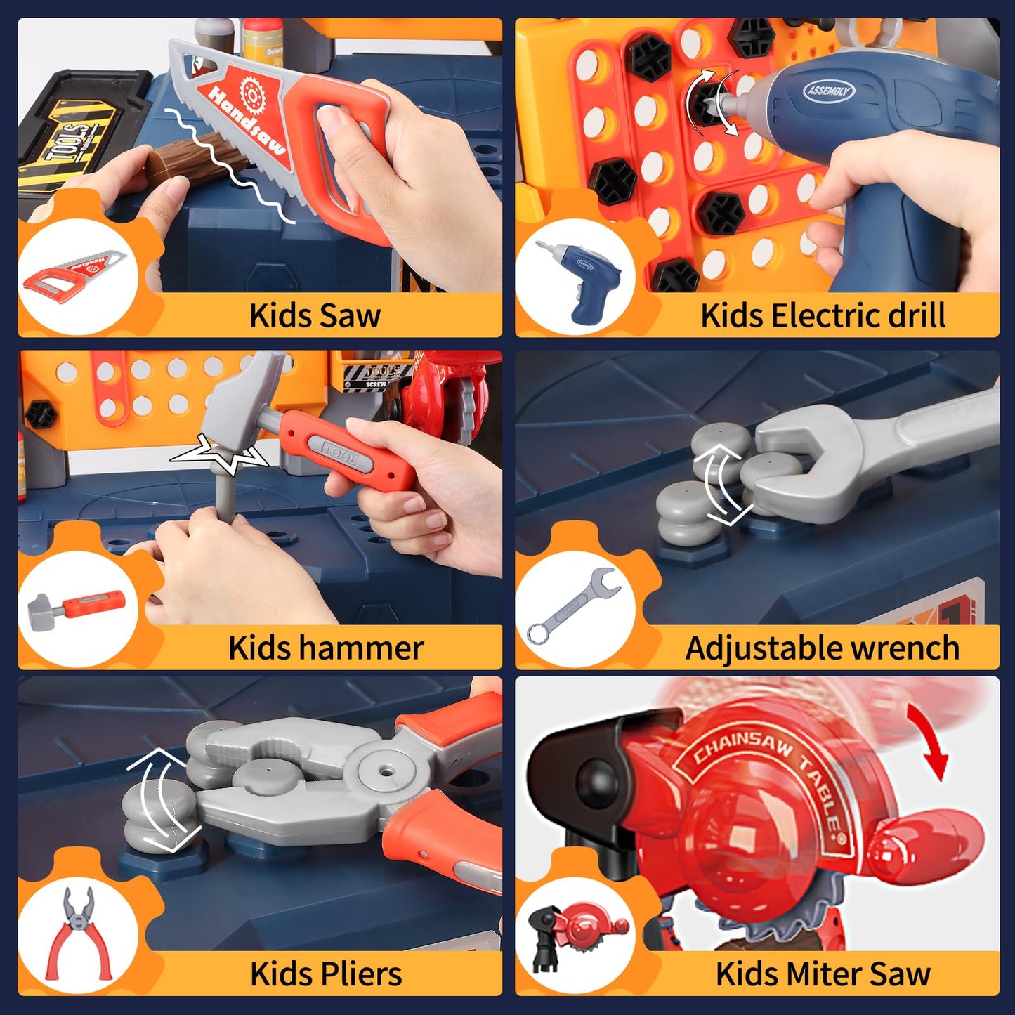 JOVOW Werkbank Kinder Werkzeug, 68-teilig transformierbares Werkzeugkoffer Set mit simulierter Bohrmaschine, Kinderwerkzeugkasten Rollenspiel Lernspiel Geschenk für Jungen und Mädchen 3-8 Jahren