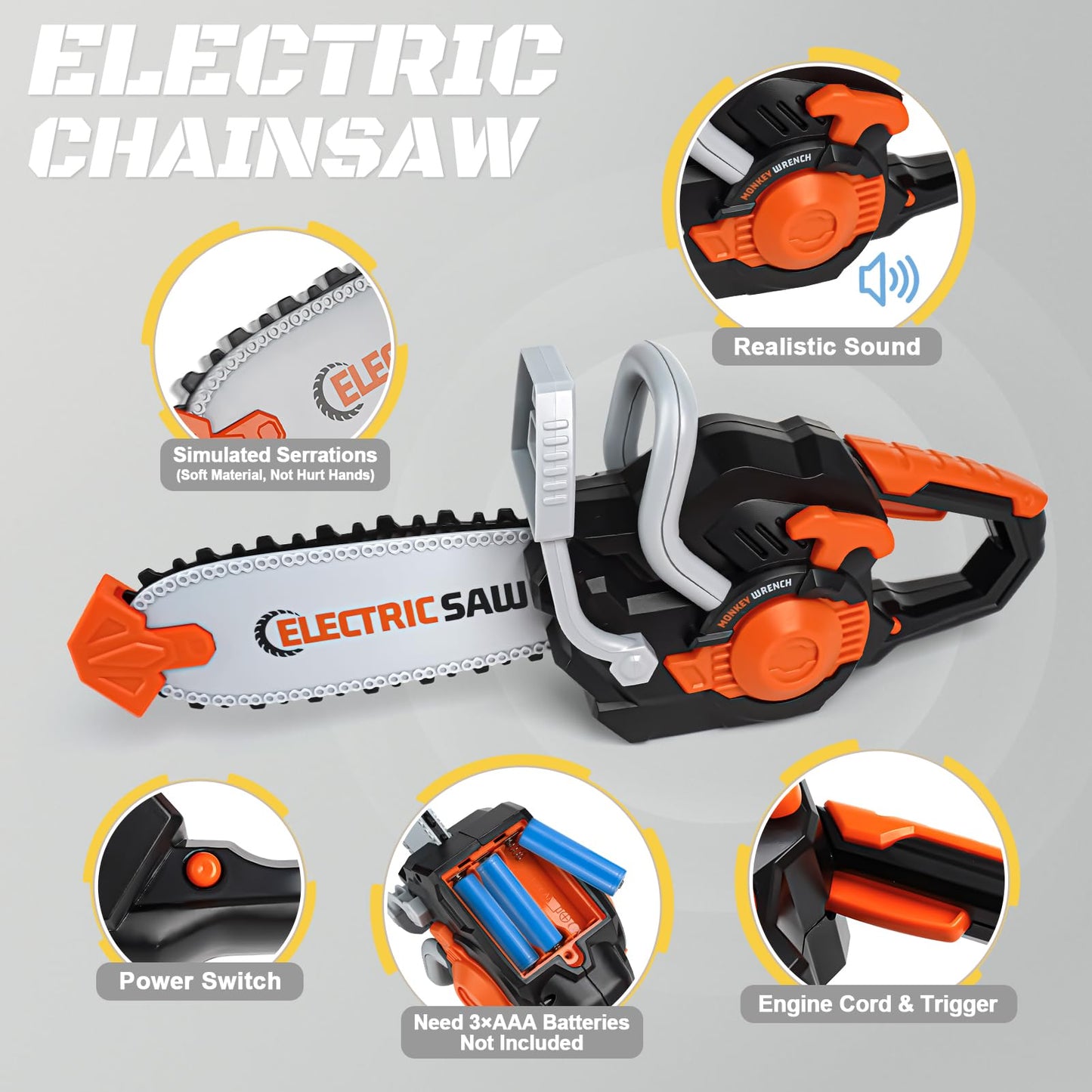 Vanplay Werkzeugkoffer Kinder Spielzeug ab 3 Jahre Werkzeug Kinder mit Motorsäge, Elektrische Bohrmaschine,Kreissäge, Kinderspielzeug ab 3 4 5 6 Jahre