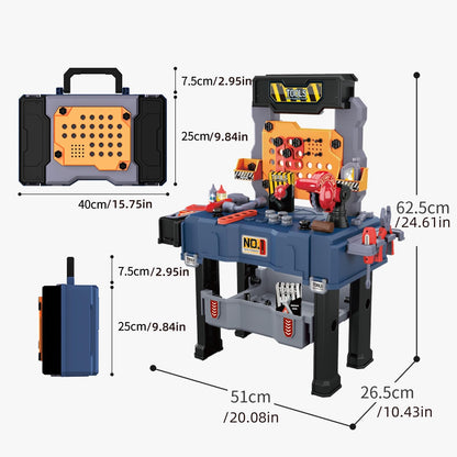 JOVOW Werkbank Kinder Werkzeug, 68-teilig transformierbares Werkzeugkoffer Set mit simulierter Bohrmaschine, Kinderwerkzeugkasten Rollenspiel Lernspiel Geschenk für Jungen und Mädchen 3-8 Jahren
