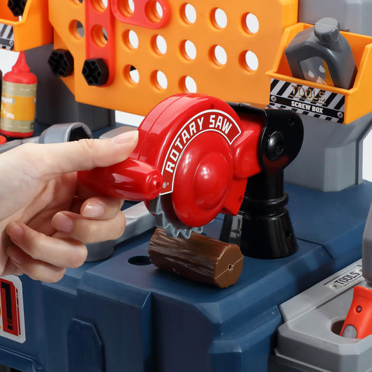 JOVOW Werkbank Kinder Werkzeug, 68-teilig transformierbares Werkzeugkoffer Set mit simulierter Bohrmaschine, Kinderwerkzeugkasten Rollenspiel Lernspiel Geschenk für Jungen und Mädchen 3-8 Jahren