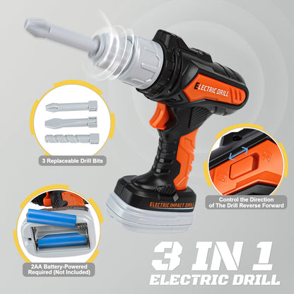 Vanplay Werkzeugkoffer Kinder Spielzeug ab 3 Jahre Werkzeug Kinder mit Motorsäge, Elektrische Bohrmaschine,Kreissäge, Kinderspielzeug ab 3 4 5 6 Jahre